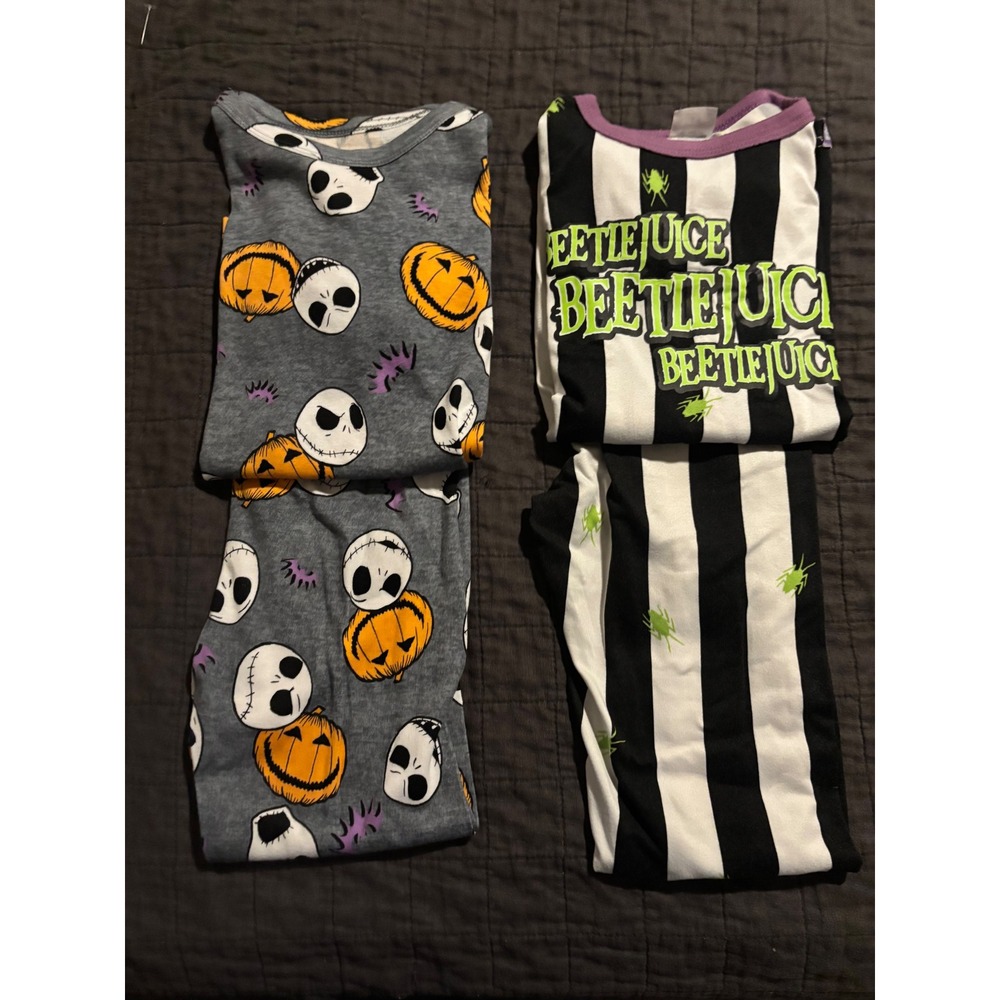 Disney Jack Skellington & Beetlejuice Pajamas Bundle Kids Size 10 Large 2 Sets